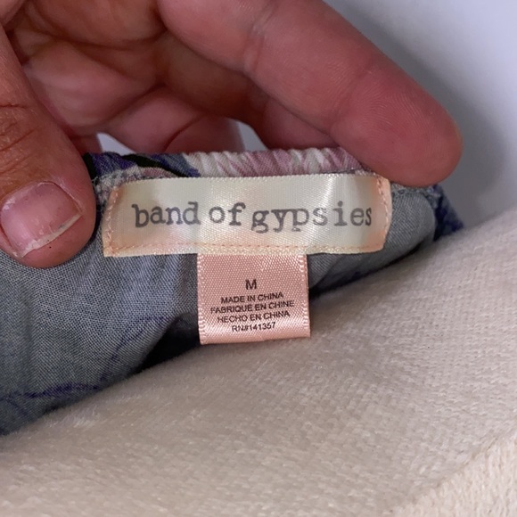 Band of Gypsies floral off shoulder tie waist high/low hem maxi dress M blue - Picture 7 of 8